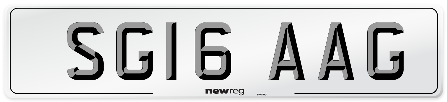 SG16 AAG Number Plate from New Reg